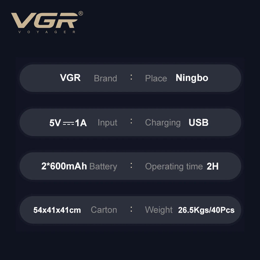 VGR Retro Metal Shaver Three Blade Deep Cleaning Shaver Embossed Body Intelligent Digital Hair Trimmer Hair Whitening V-349