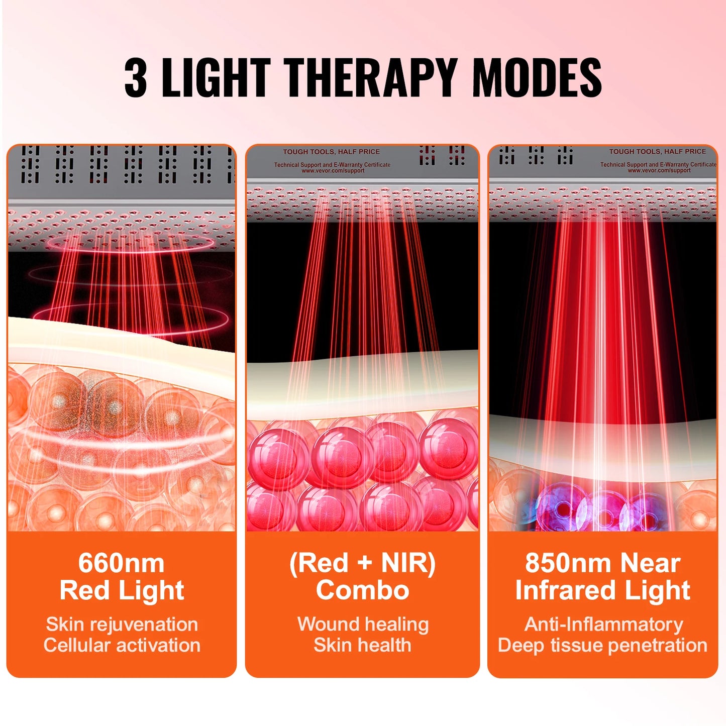 VEVOR Red Light Therapy for Body Face 60 Dual-Chip LEDs Red 660nm & Near Infrared 850nm Combo High Power Red Light Therapy Panel