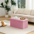 30 Inches Folding Storage Ottoman Bench Ottoman With Storage FootStool For Bedroom Living Room Holds Up To 570 Lb