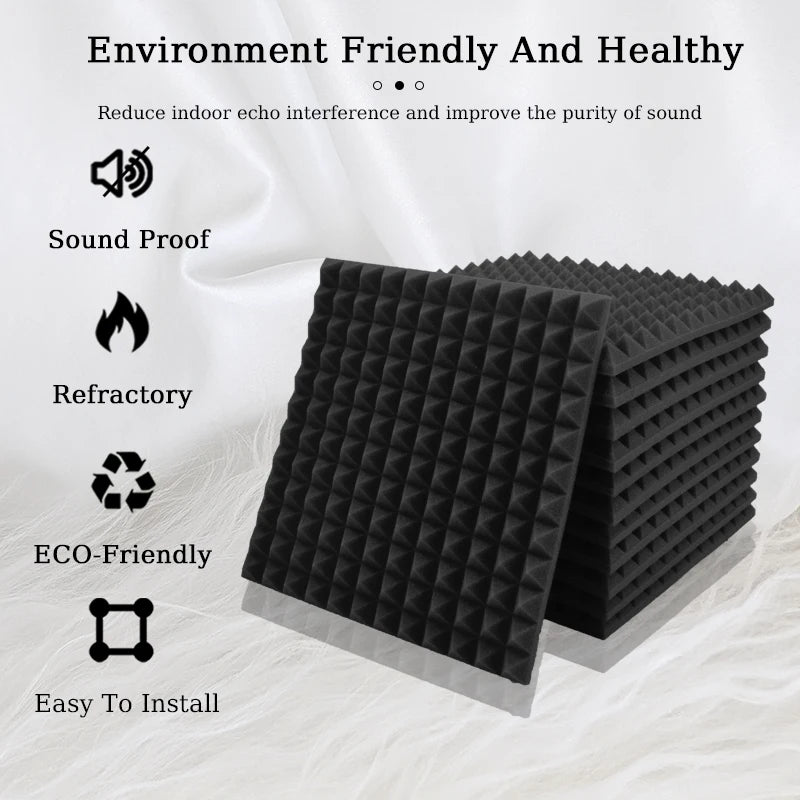 TOUO 6/12/24 Pcs Pyramid Acoustic Foam Sound Absorbing Studio Acoustic Treatment Noise Insulation For Walls Acoust Insulation