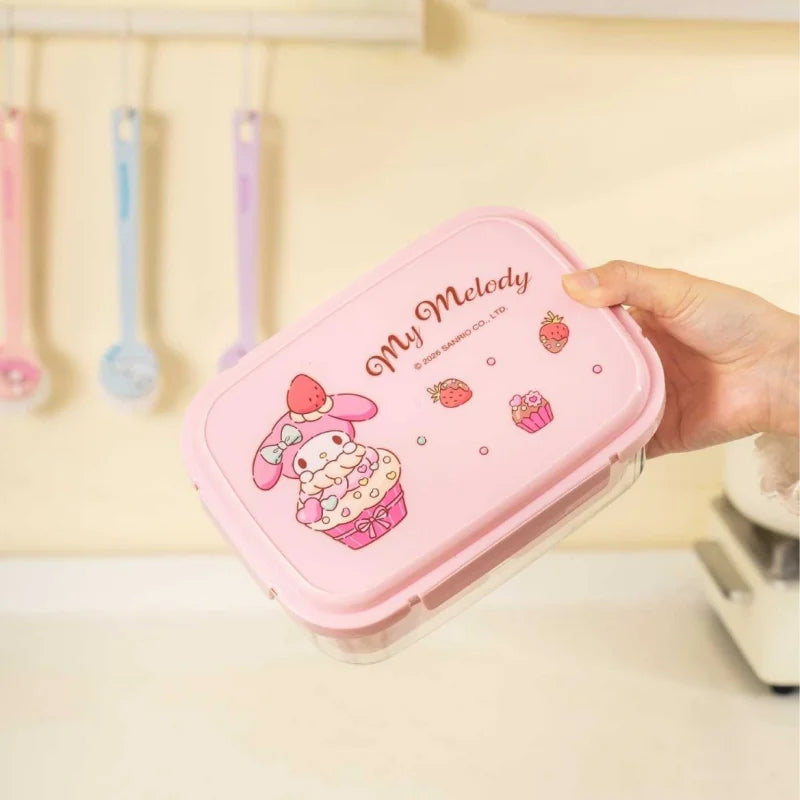 Hello Kitty Kuromi Food Storage Container—Microwave-Safe, Portable, Divided Compartments, Odor-Free, Insulated Lunch Box