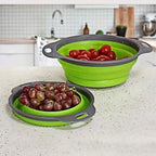 Kitchen Vegetable Washing Utensil, Circular Retractable Folding Drain Basket, Filter Basket, Vegetable Washing Basin, Fruit Blue