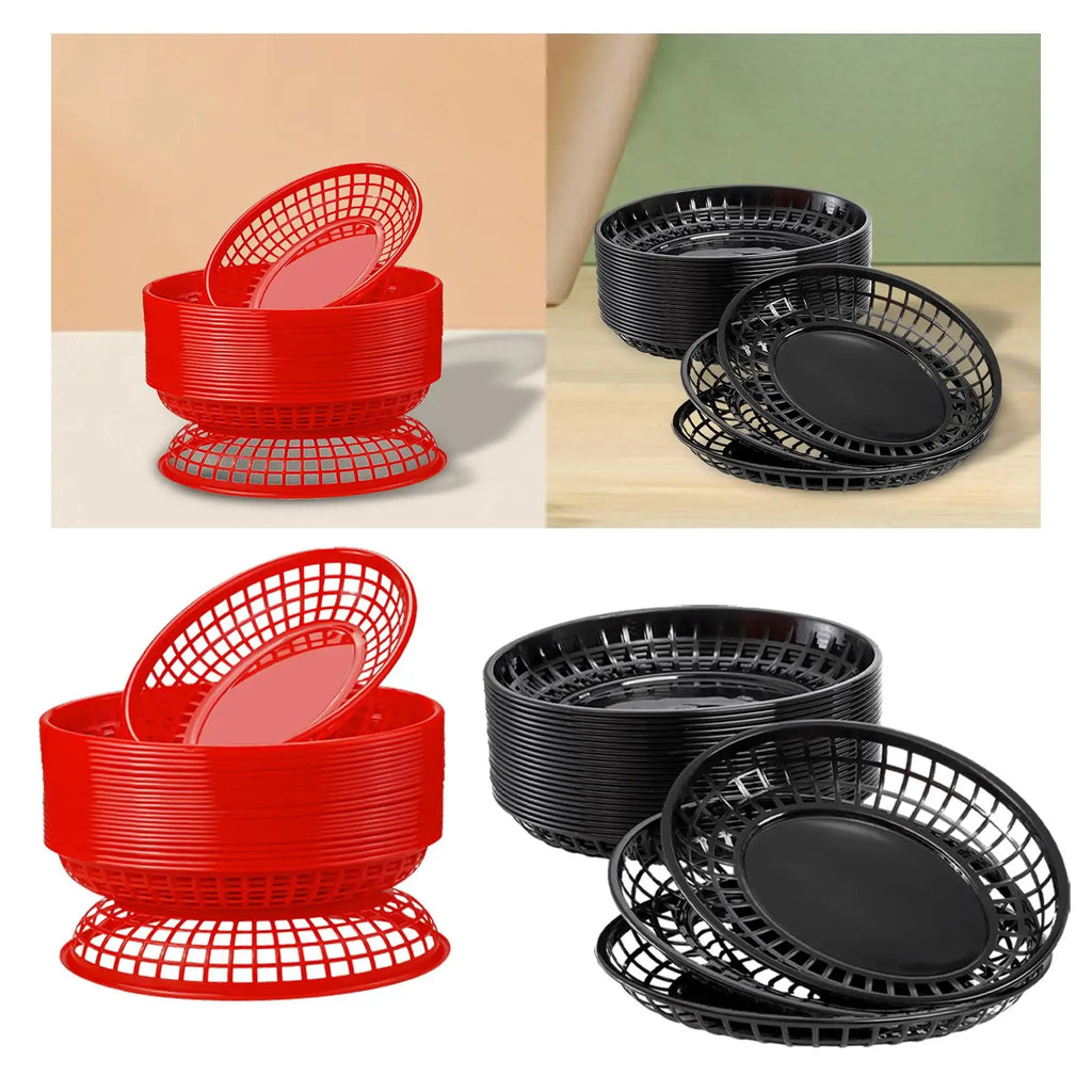 24 Pieces Fast Food Baskets Retro Deli Baskets Bread Fry Baskets Serving Tray Platters for Arts Kitchen Office Party Burgers