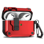 Dual Protective Case for AirPods Pro 2 and AirPods 4 2024 with Locking Clip Carbon Fiber Shockproof Keychain Magnetic Lid