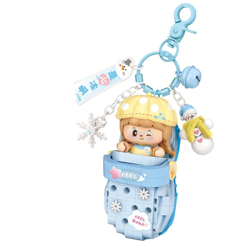 LOZ Panda Big Head Shoes Keychain Model Assembly Toy Home Creative Ornament Building Blocks Set Boys and Girls Birthday Gift