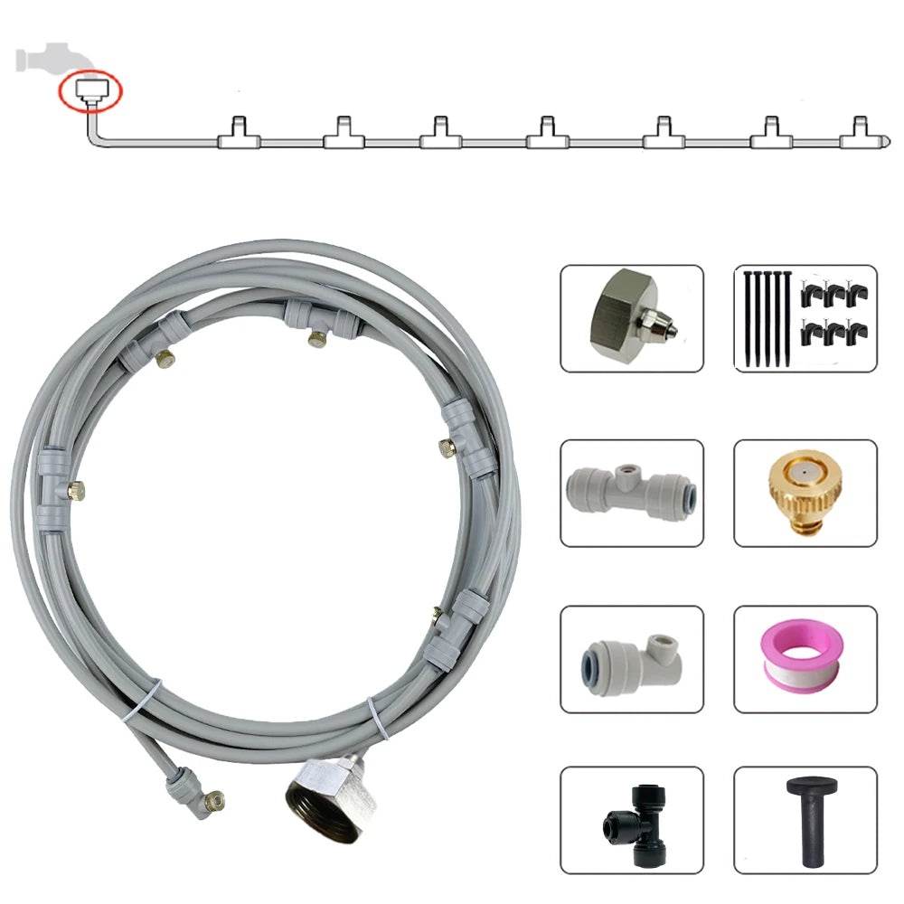 Patio Misters for Cooling Backyard Water Mister Kit for Waterpark, Garden, Greenhouse, Canopy, Porch, Umbrella Gazebo Trampoline