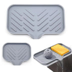 Kitchen Sink Silicone Tray With Drain Soap Sponge Storage Holder Countertop Sink Scrubber Brush Soap Storage Rack
