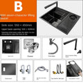 55CMX45CM Kitchen Sink Nano 304 Stainless Steel Vegetable Wash Basin Single Sink Wash Basin Sink Adjustable Folding Faucet