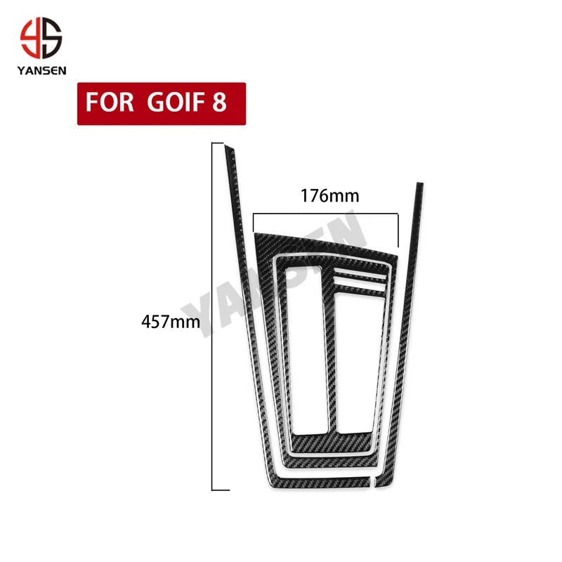 Gear Shift Panel Surround Trim Carbon Fiber Cover Sticker For Volkswagen Golf 8 GTI MK8 2021-2023 Car Inside Accessories