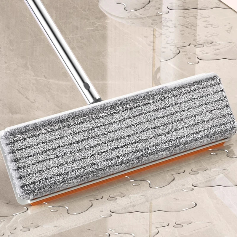 Flat Mop Squeezee Mop Free -handed Washing Mop Microfiber Cloth Mop with Bucket Clean and Scrape Dry