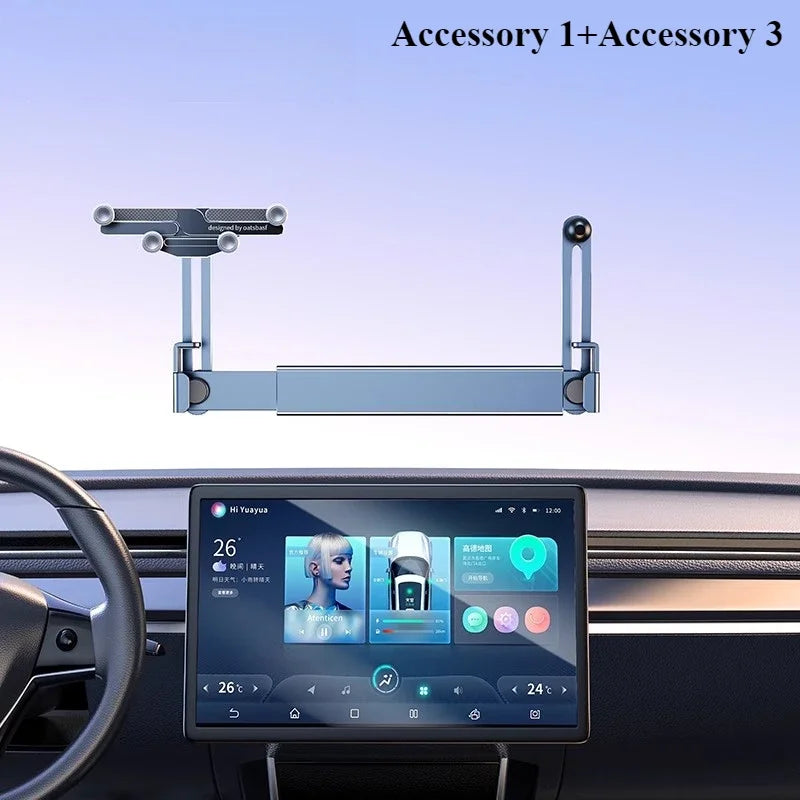 Hipacool Dual-position Car Screen Phone Holder Bracket Aluminum Alloy Adjustable for Tesla Model 3 Highland Y Car Accessories