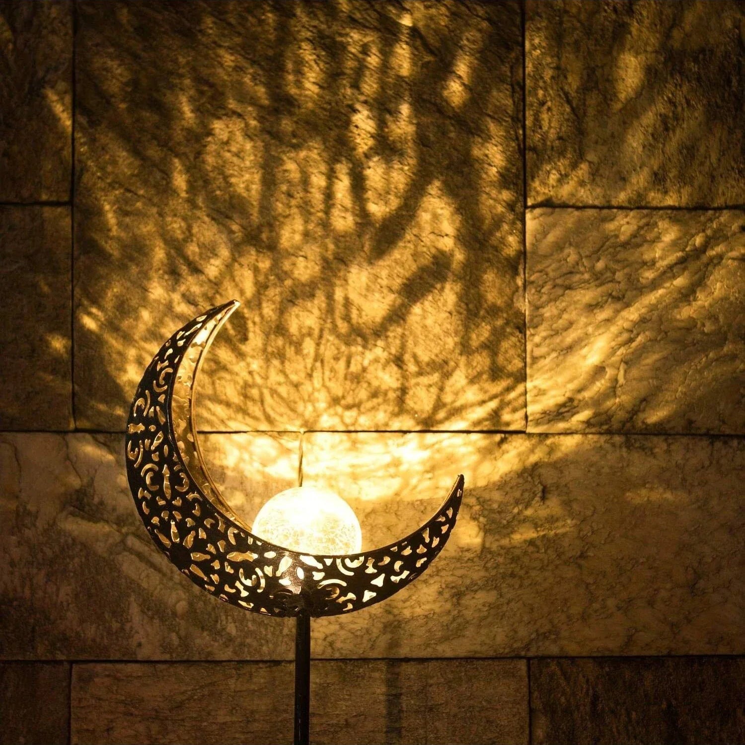 1PC Cat Moon Solar Lamp Outdoor, Iron Solar-Powered Garden Light with Auto On/Off, Waterproof for Yard/Patio Decor