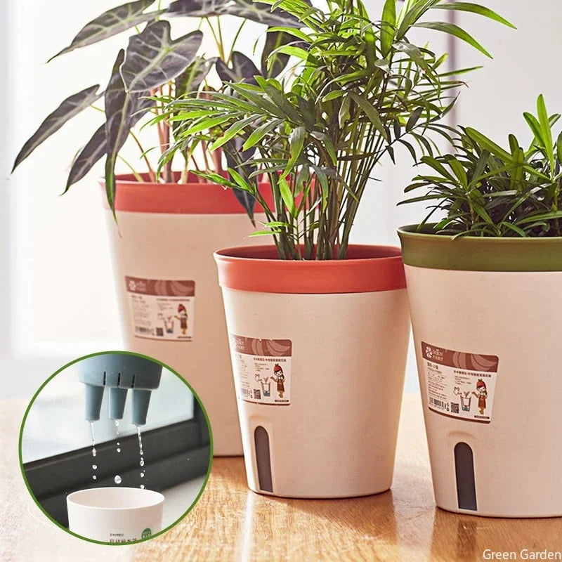 Lazy Hydroponic Flower Pot Water-Absorbing Flowerpot Succulent Plant Pot Plastic Self Watering Planter Living Room Decor Planter
