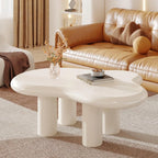 39.4" Cloud Coffee Table, Cute Cream Coffee Table with 4 Solid Legs, Modern Carton Center Table for Living Room, Home Office