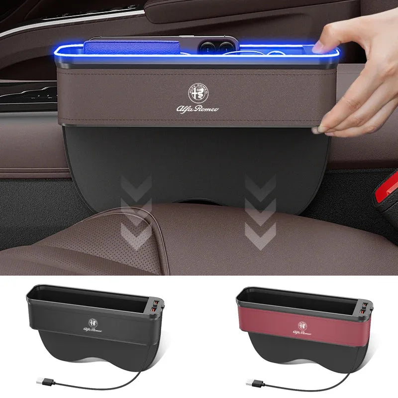 Car USB charging multifunction seat crevice storage box Alfa Romeo 147 156 159 166 Giulia Tonale Stelvio Giulietta Mito Milano