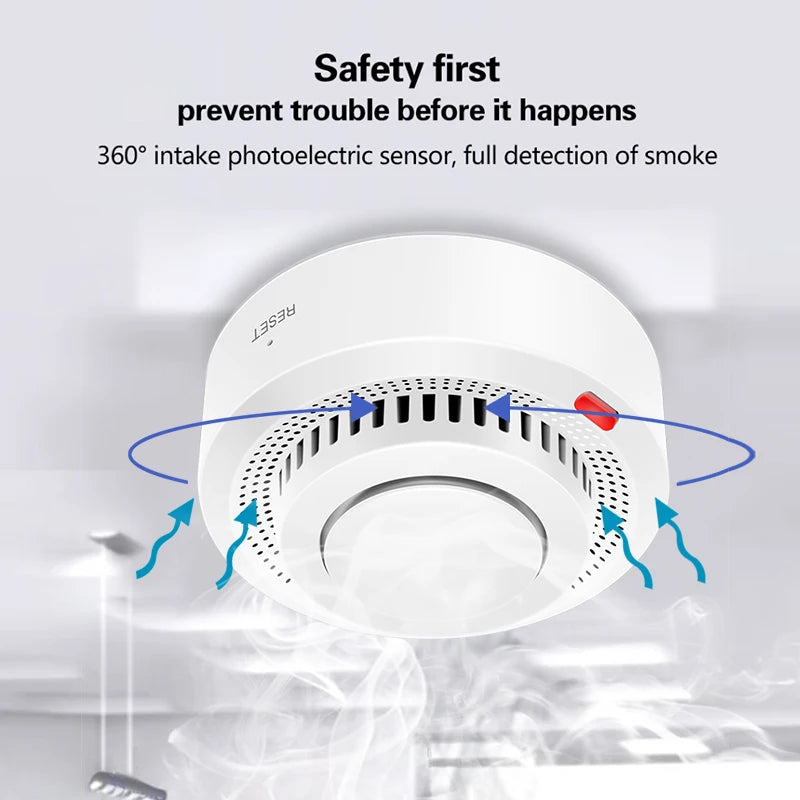 Tuya Smart WiFi Smoke Sensor Alerts & 85dB On-Site Alarm When Smoke Detected Ensure Safety Anytime Smartlife APP Contorl