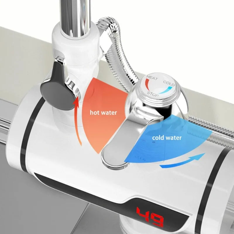 3000W EU Plug Instant Electric Water Heater Shower Digital Display 220V Kitchen Bathroom Tankless Hot Water Faucet Heater