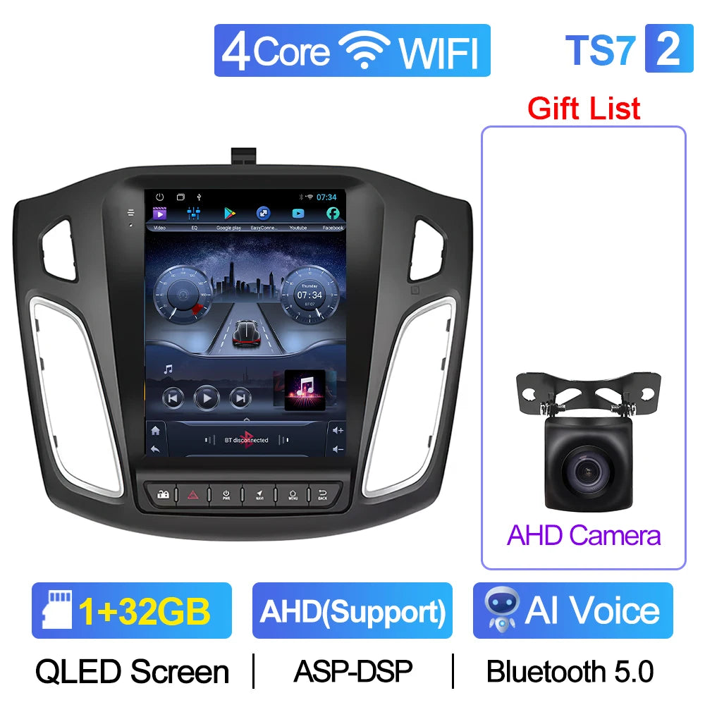 CAIXI GX9 Car Radio Multimedia Player for Ford Focus 3 Mk 3 2011 - 2019 Android 12 2din Carplay Auto Stereo GPS Vertical Tesla