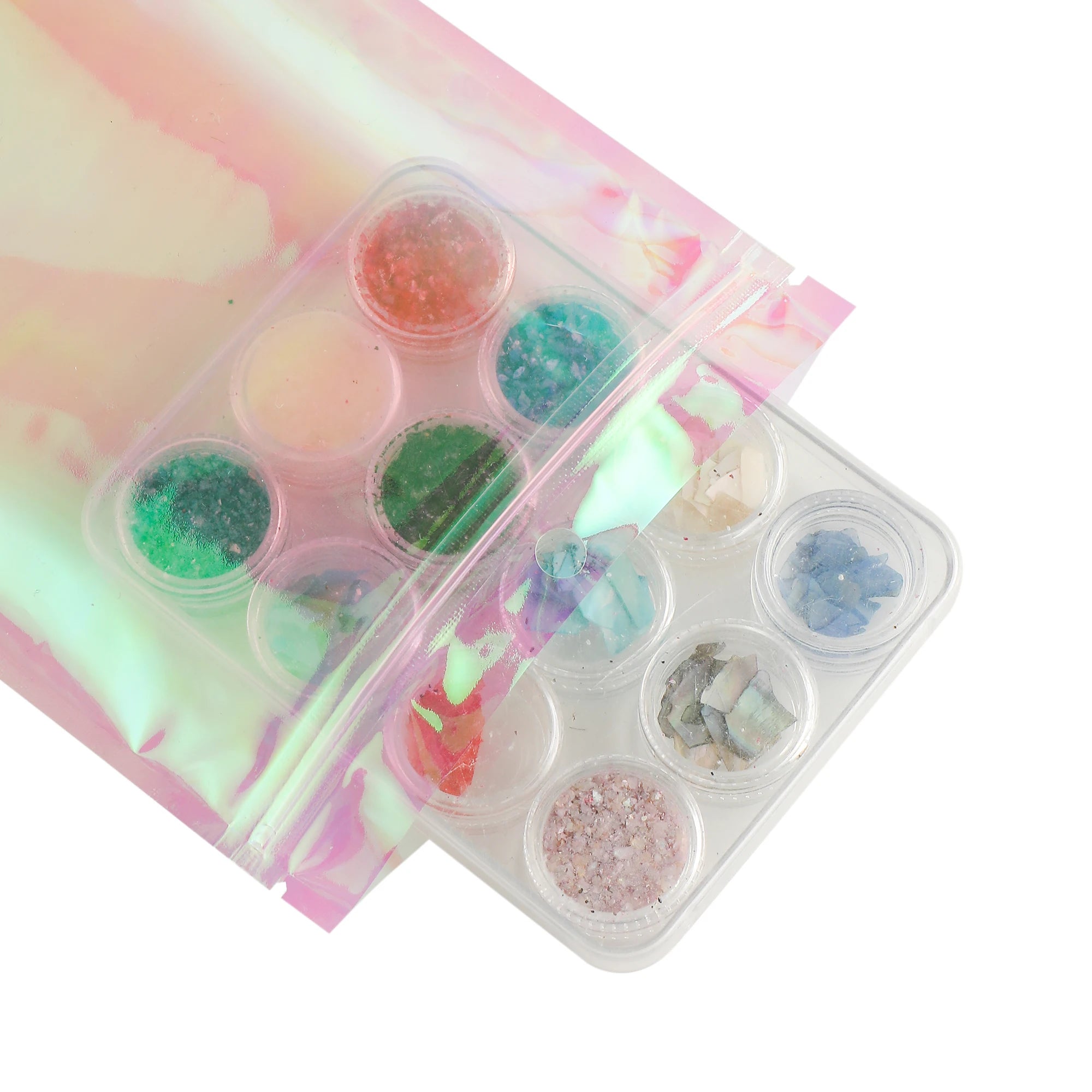 Eco-Friendly Clear Mylar Bag,Holographic Pink Plastic Storage Bag,Reusable Smell Proof Zipper Pouches,Cosmetic Organizer Pouches