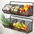 Kitchen Wall Mounted Storage Rack Vegetables Fruits Holder Onion Garlic Condiments Spice Single Layer Storage Shelf Organizer