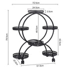 4 Layer 6 Pots Flower Holder Plant Stand Shelf 4-Wheel Free Moving Dispaly Shelf Rack Balcony