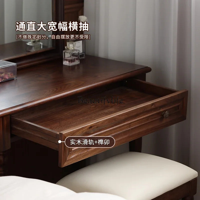 FG11North American black walnut dresser Nordic solid wood makeup table Modern simple log light luxury