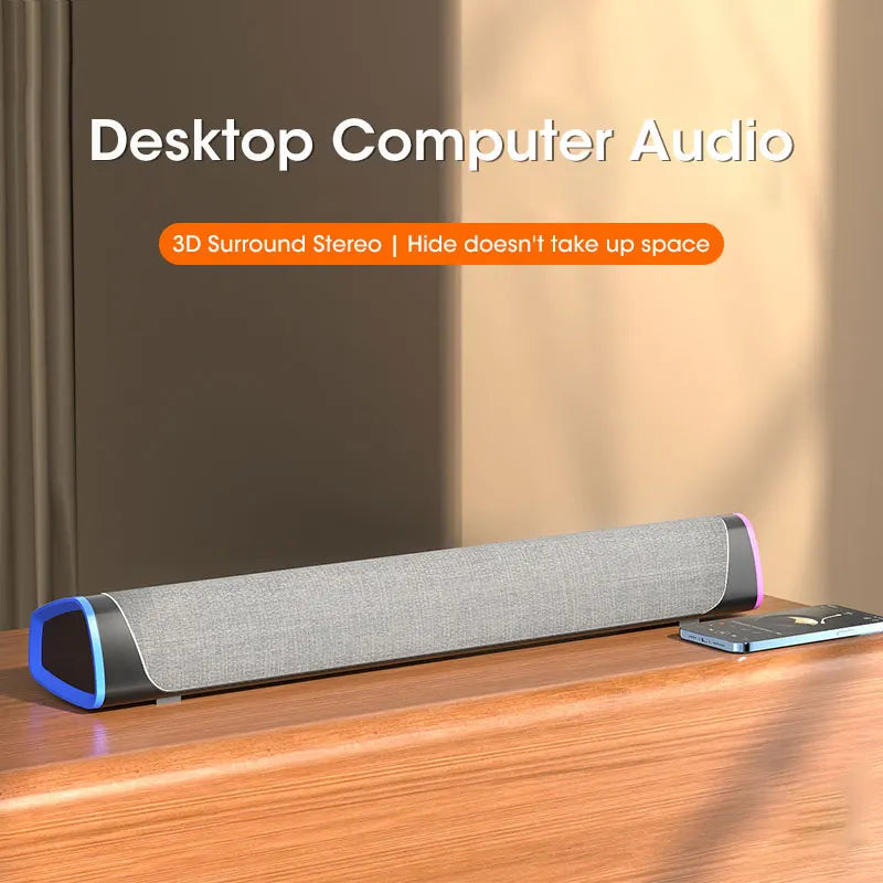 Laptop & PC Bluetooth Speaker Bar - Wired Subwoofer