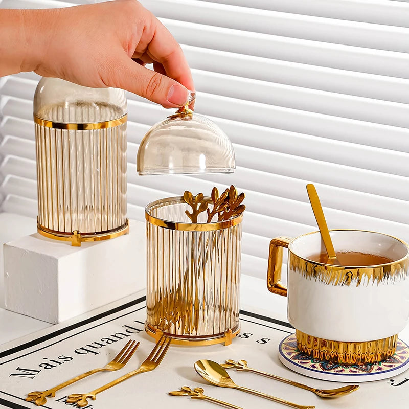 For Dining Room Kitchen Tabletop Countertop Organization Food Storage Canister Modern Coffee Spoon Dessert Fork Holder