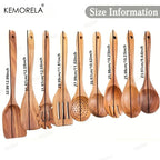 9PCS Acacia Wood Kitchen Utensils Set - Natural Wood Cooking Spoons, Spatulas, Noodle , Non-Stick, Durable Wooden Cookware