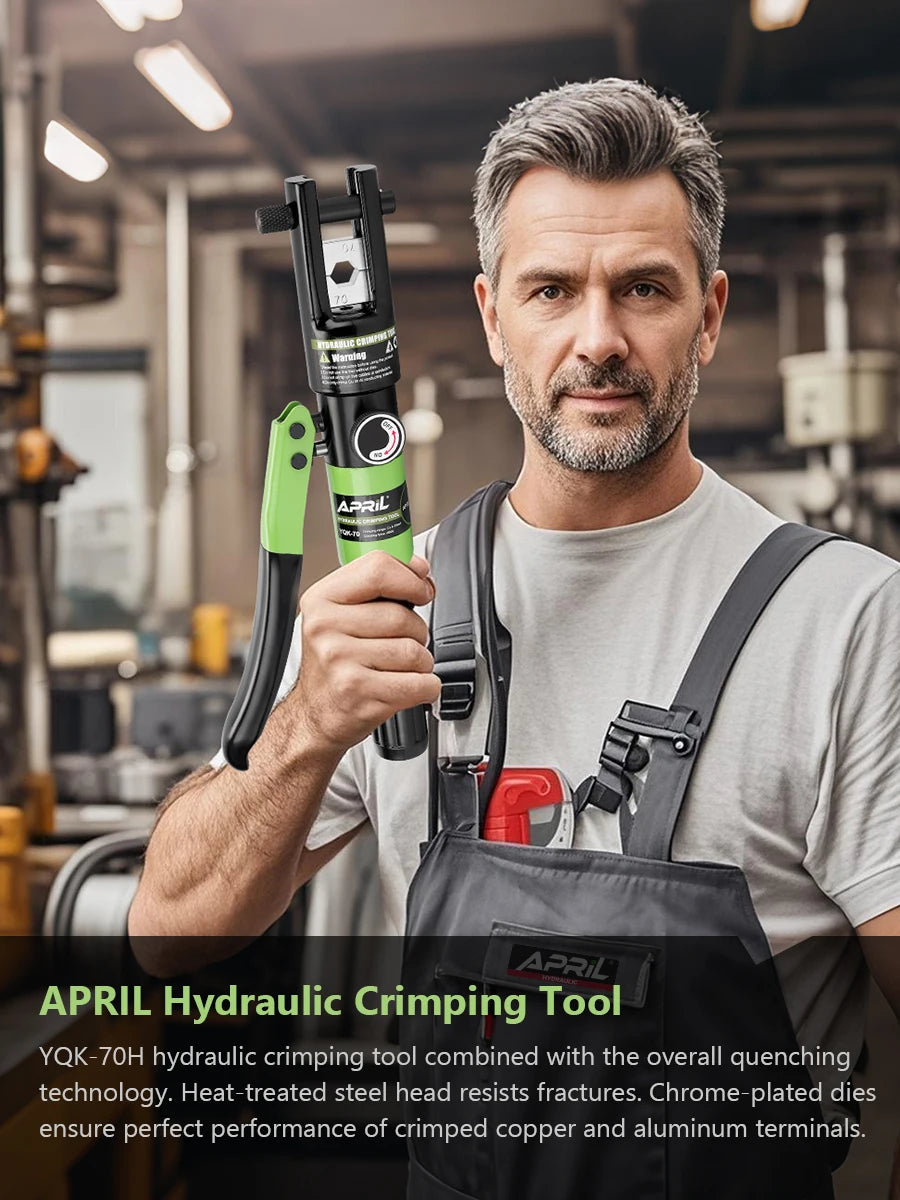 Hydraulic Crimping Tool with 9 Dies Battery Cable & Wire Rope Crimper for 12 AWG to 2/0 AWG, Stainless Steel Cable Railing Tool