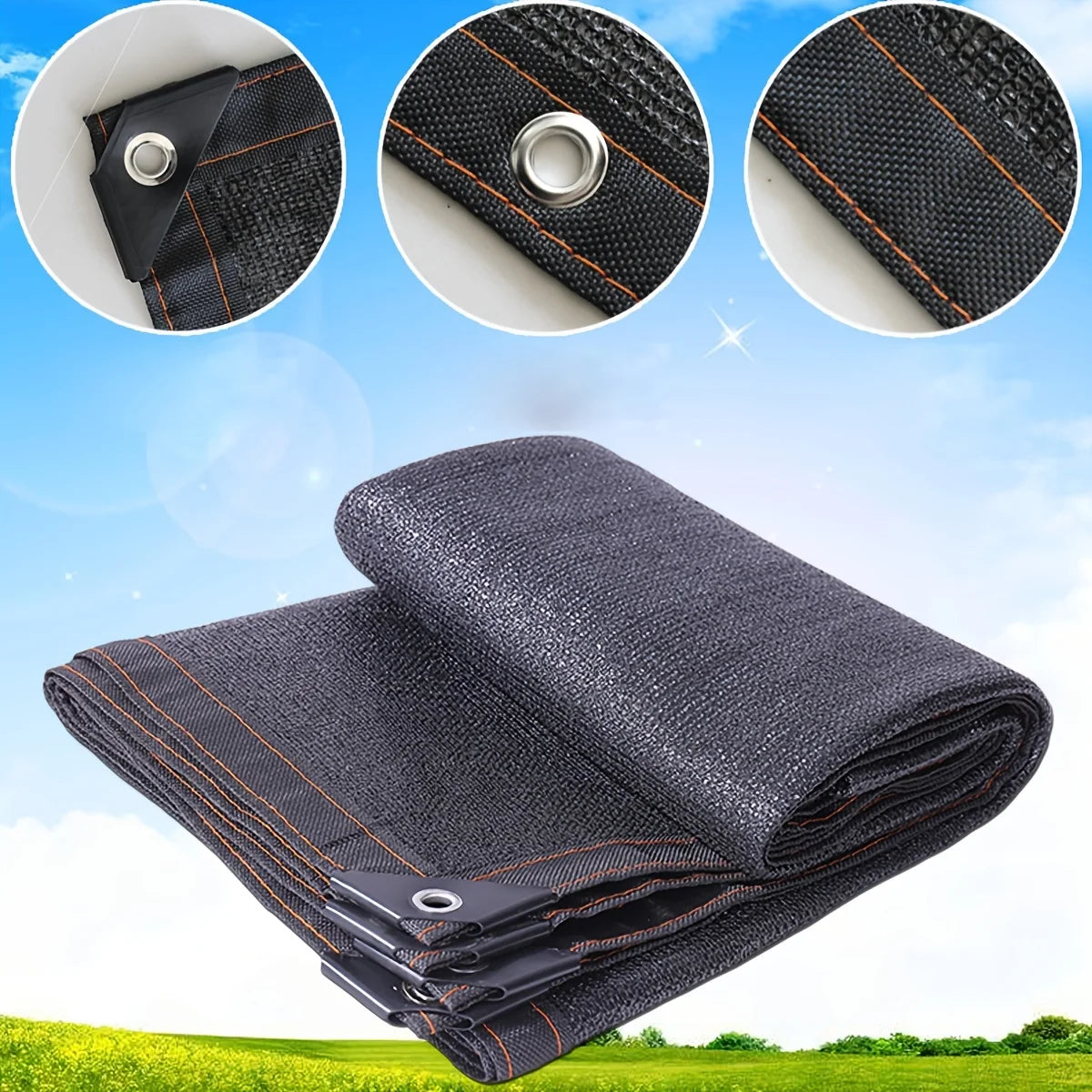 Black Shade Cloth Sunblock Mesh Cover Taped Edge With Grommets, Sun Net For Pergola, Plants Greenhouse, Gardens, Patio, Canopy