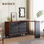 Mid Century 85 cm Solid Wooden Dresser Set Six Drawers Elegant Design Spacious Counter top Bedroom Furniture Wooden Dresser