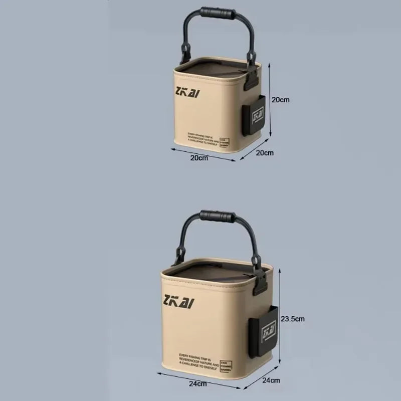 1-2PCS 8/13L Multi-Purpose Collapsible Fishing Bucke Water Pail  Durable Portable Handheld Bucket With Lid for Outdoor Camping