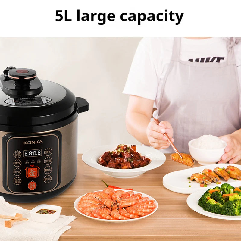 2025 New Electric Rice Cooker Home Multi functional Intelligent 5L Large Capacity Non stick Pot Pressure Cooker