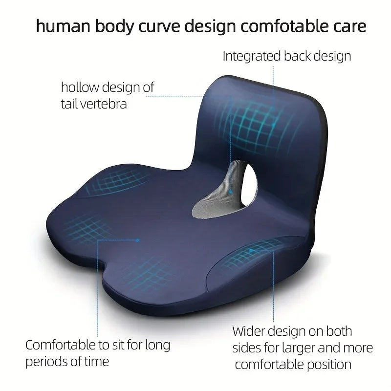 Memory Foam Seat Cushion Waist Back Support Pillow Set Orthopedic Ergo