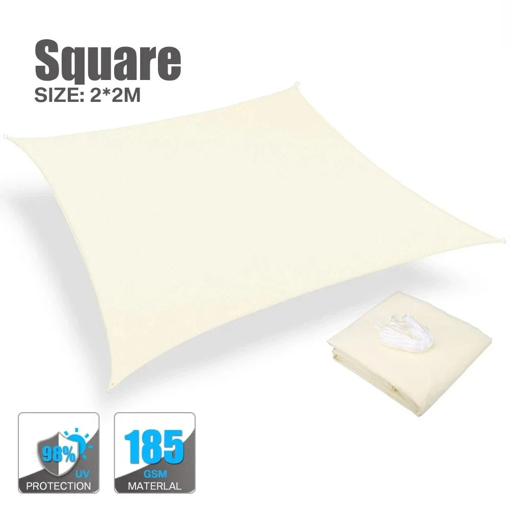Beige Sun Shade Sail Rectangle Square Triangle Canopy Awning Cloth UV Block Heavy Duty Commercial Graden Outdoor Patio Tarp