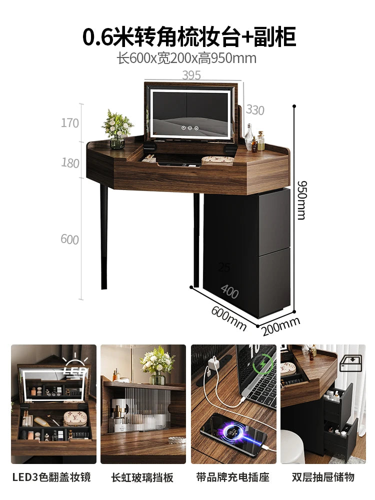 Corner Coffee Vanity Table Modern Living Room Study Bedside Dressing Table Wood Bedroom Makeup Penteadeira Postmodern Furniture