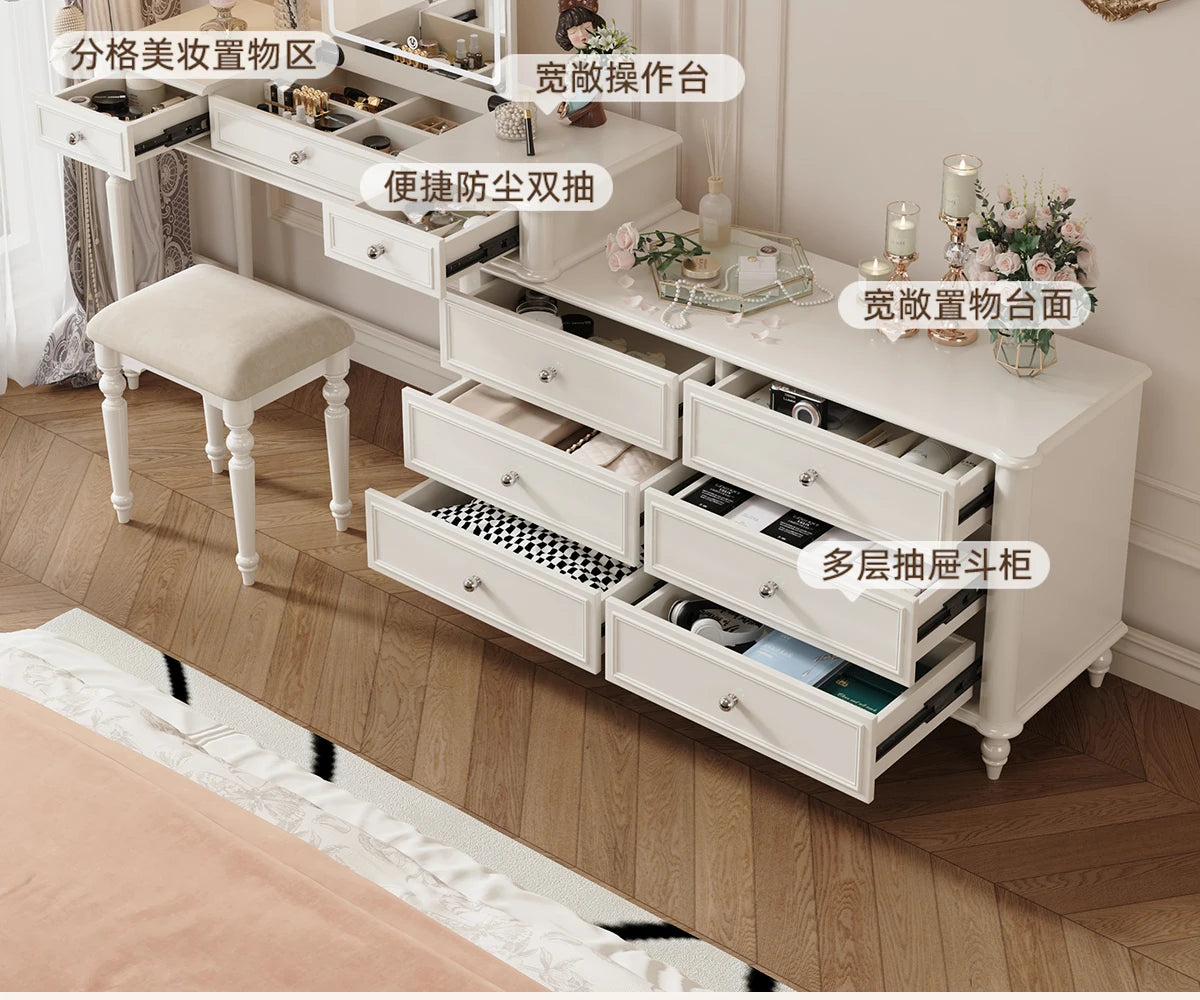 Solid wood dresser chest integrated bedroom cream wind high-end end bed