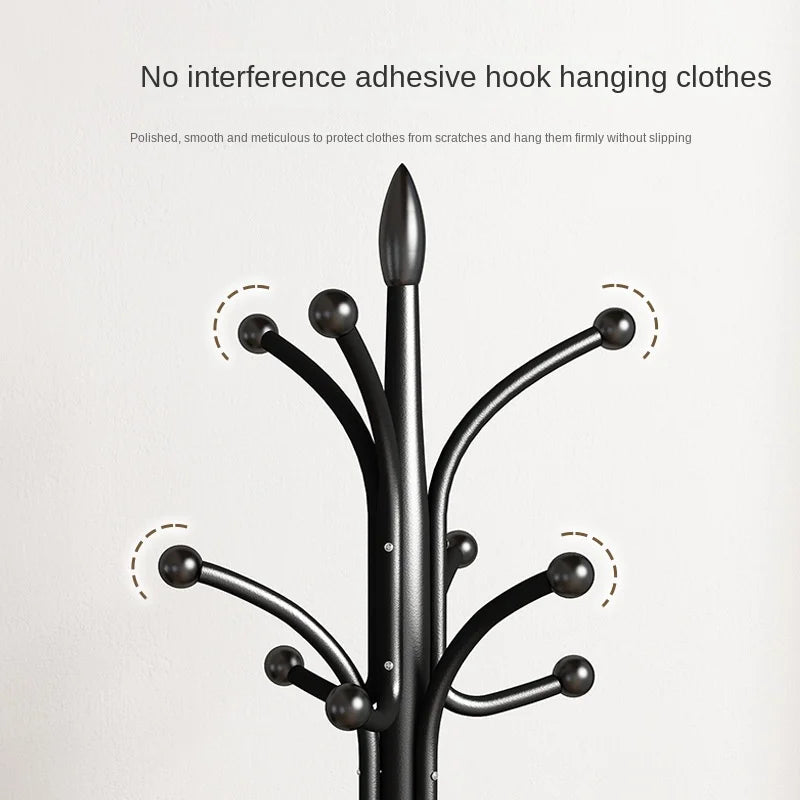 Iron Hat Rack Floor Standing Bedroom Hanger Household Living Room Vertical Minimalist Clothes and Clothing Storage Rack