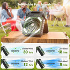 Portable Solar Powered Camping Fan With LED Lantern 10000mAh Battery C