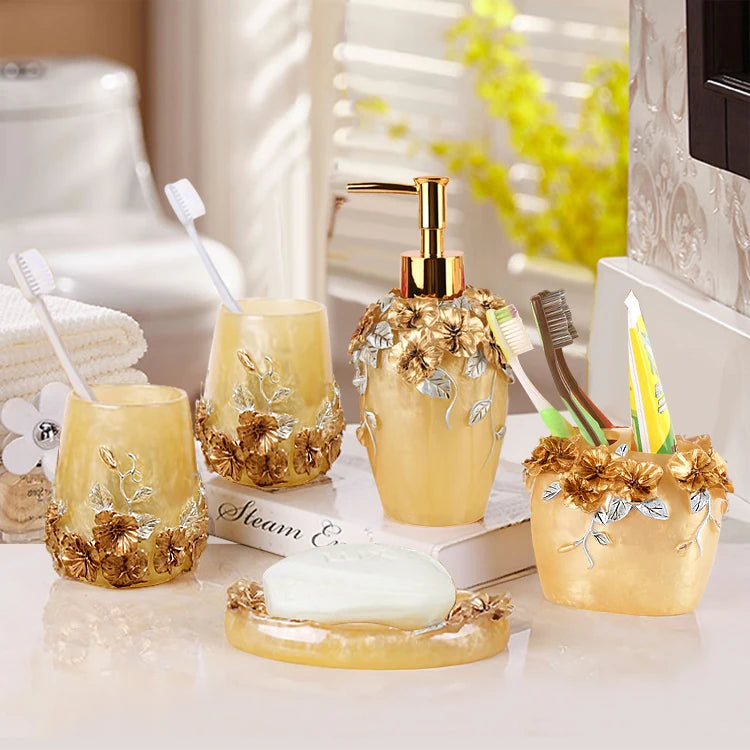Resin Bathroom Set, Multi Models, Optional, Set of 5 Pieces, Toiletries Kit, Bathroom Accessories