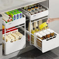 Kitchen Sink Storage Rack, Multi-Function Storage Organizer, Pot Cabinet Pull-Out Shelf, Adjustable Layer Organizer for Kitchen