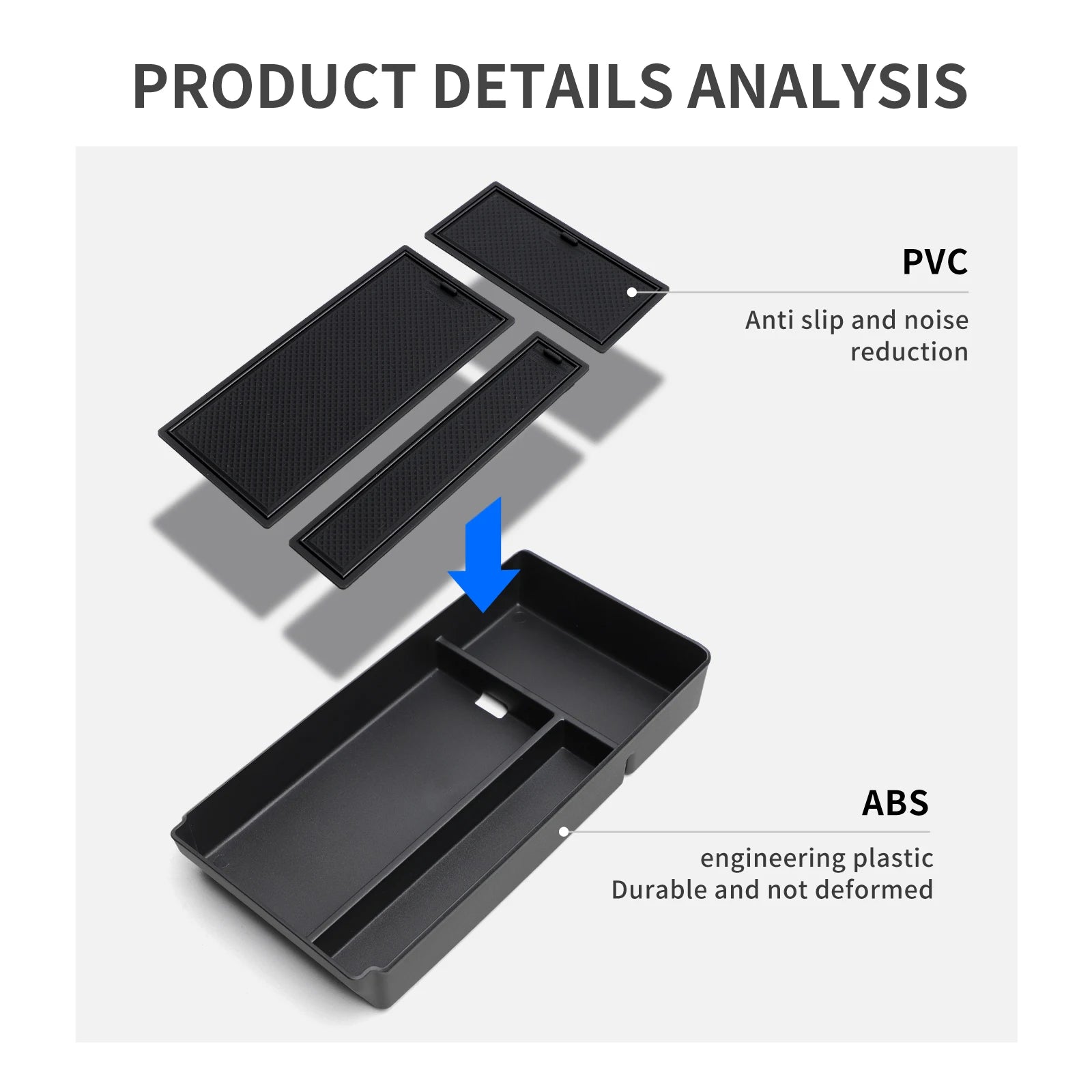 Central Armrest Storage Box Tray for Benz G350 G400 G500 G63 AMG 2019 - 2024 Organizer Accessories Tidying Black