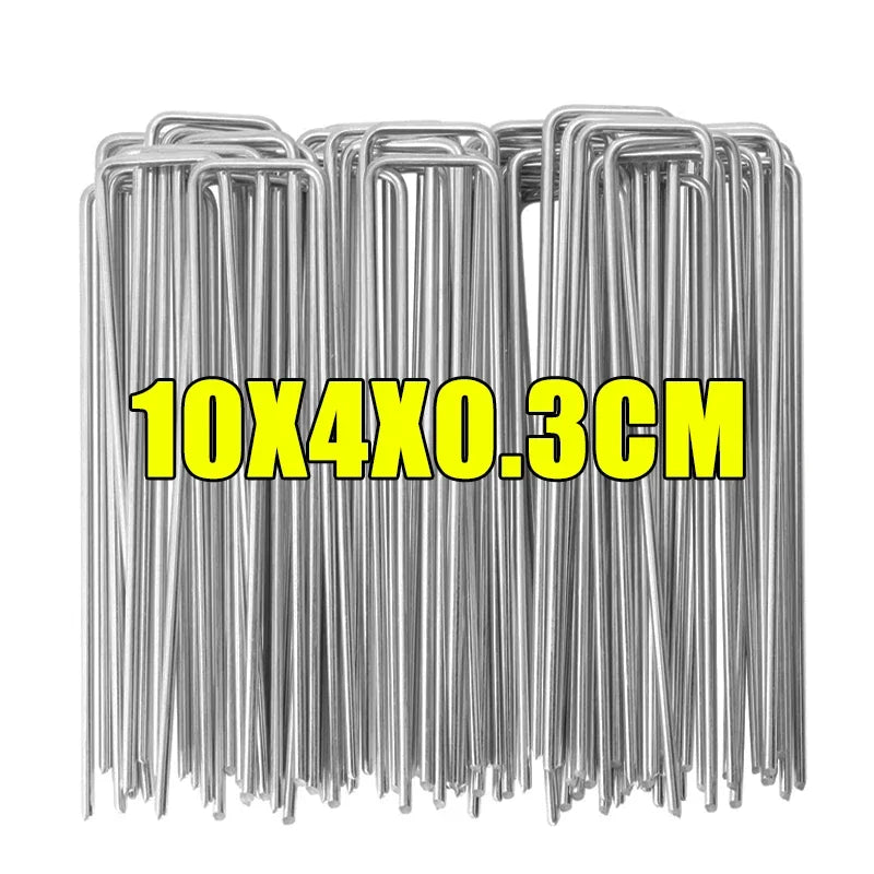 Galvanized U-type Garden Staples Heavy-duty Fence Tubing Stakes Sod Pins Artificial Grass Tent Securing Pegs Lawns Ground Nails