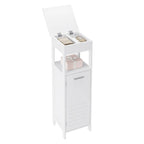 32x99x30cm White Bathroom Cabinet 4 Levels with Door Adjustable Shelf Standing Corner Cabinet for Living Room Hallway
