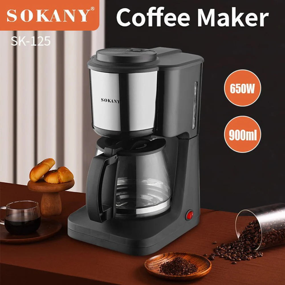 SK125 Drip Coffee Maker, Anti-Drip Pot, 900ML Quick Heating, Easy To Operate, Thermostatic Base, Household Tea
