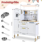Children's Wooden Kitchen Toy for Children Play Kitchen with Simulated Light and Sound Effects, Doll Kitchen with Accessories