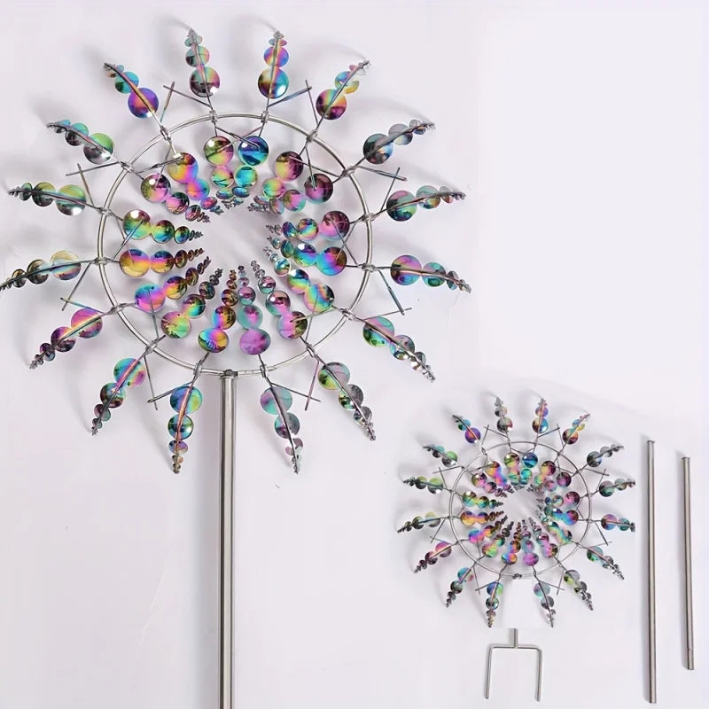 1pc Colorful Metal Kinetic Windmill - Outdoor Garden Decor, No Battery Needed, Creative Lawn Art Spinner