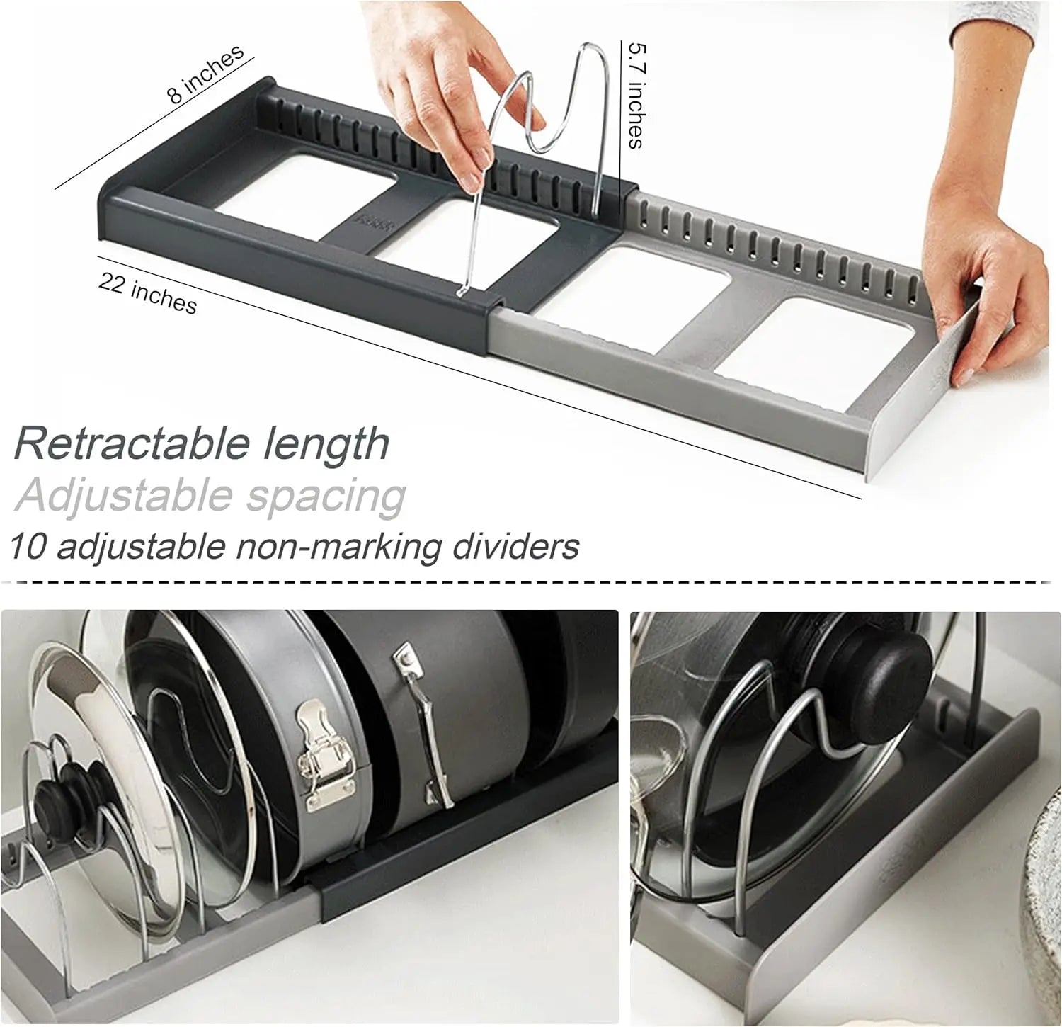 Compartments Pot and Pan Organizer Kitchen Cabinet Pantry Baking  for Cutting Boards/Plates/Baking Utensils