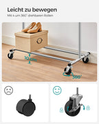 SONGMICS dresses stand on wheels, heavy-duty coat rack stand, extendable dresses Rod, up to 100 kg